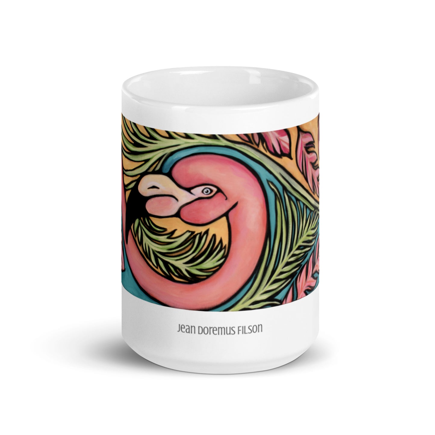 Flamingo Baby, White glossy mug