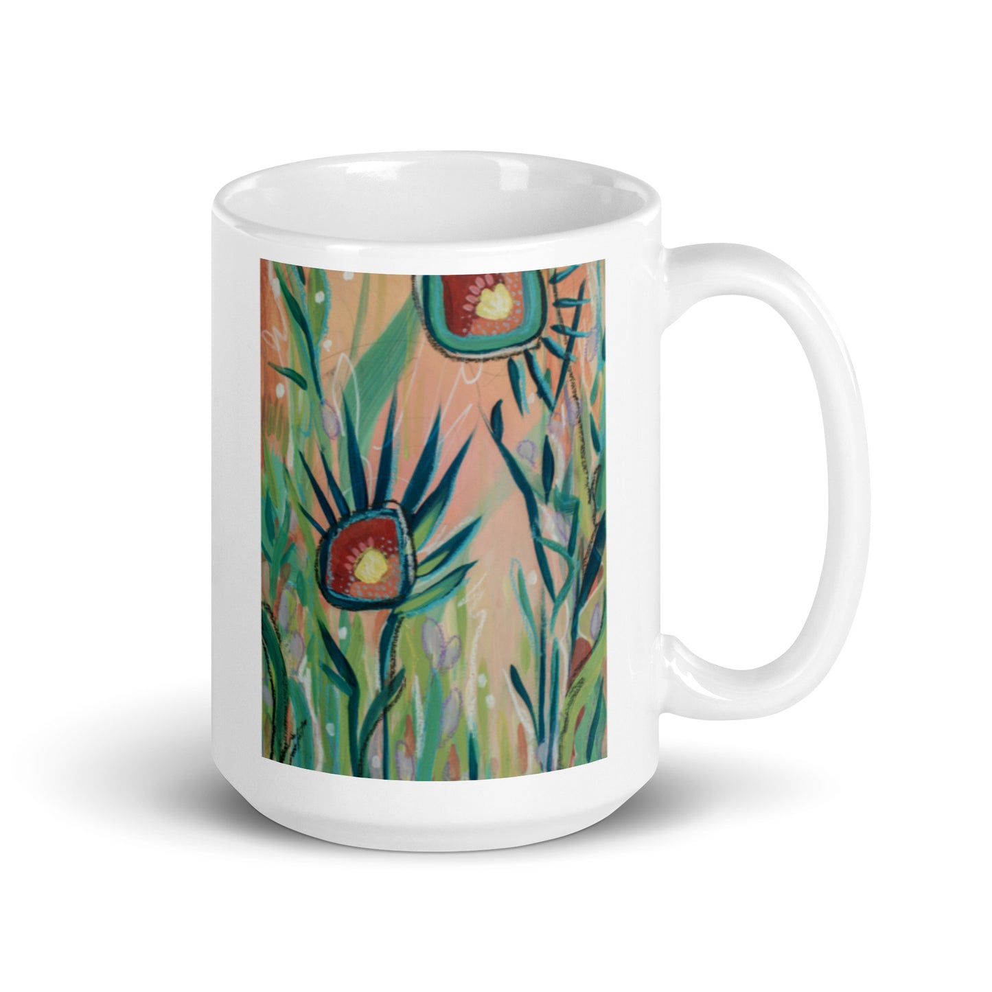 Footsteps in the distance, White glossy mug