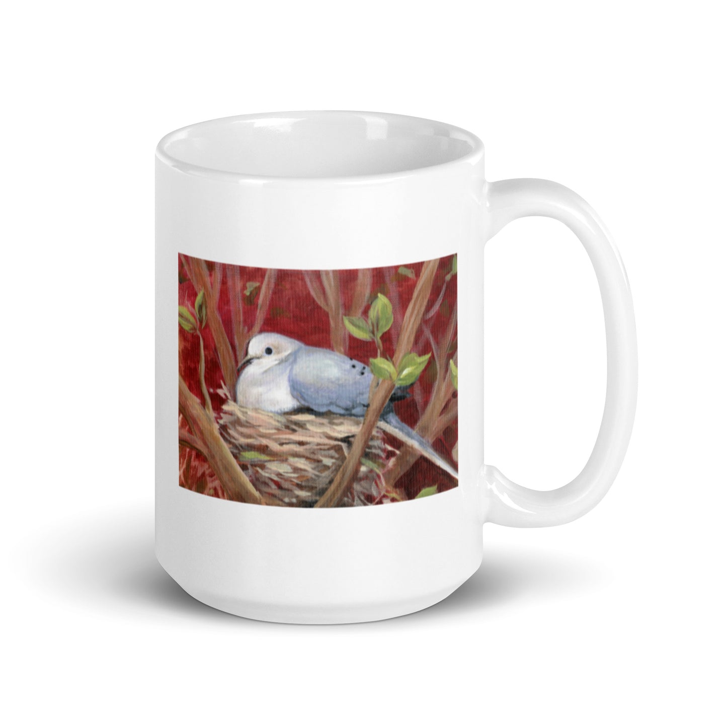 Morning Dove, White glossy mug