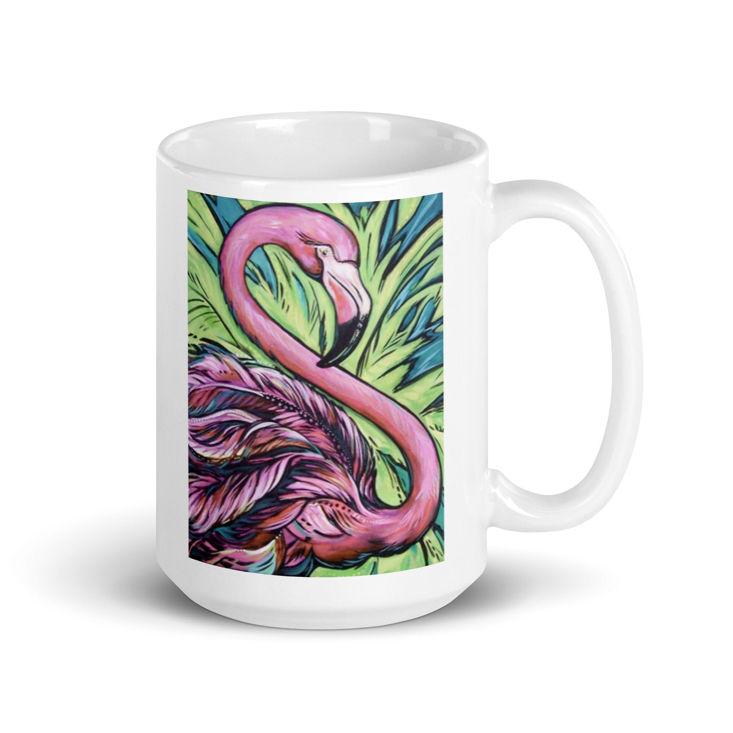 High Tide, Flamingo White glossy mug
